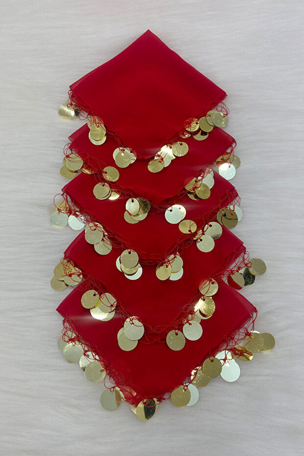 Red Gold Chiffon Halay Handkerchief 10 Pieces, Bride Groom Wedding Henna Circumcision Engagement Bride