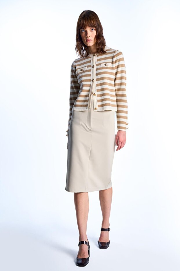 Fusta creion midi bej - 2