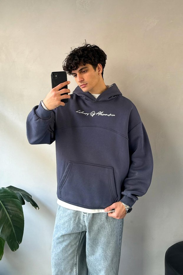 Library of Alexandria Embroidered Smoked Hoodie