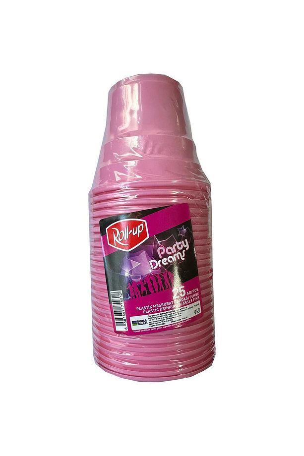 Party Dreams Parti Davet Piknik Renkli Plastik Sert Mika Bardak - Pembe - 25'li Paket - 1
