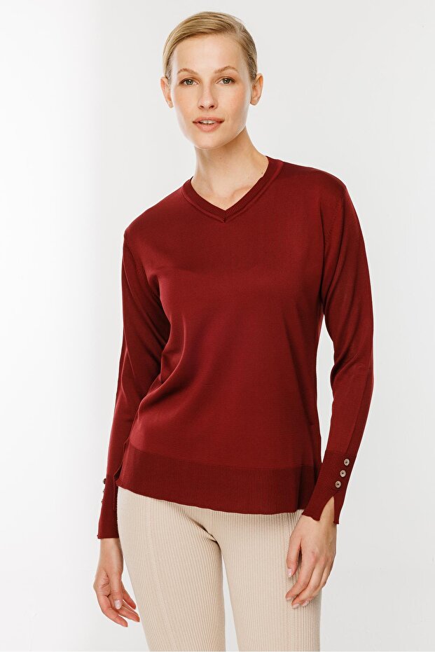 V Yaka Basic Triko Kazak-BORDO - 1