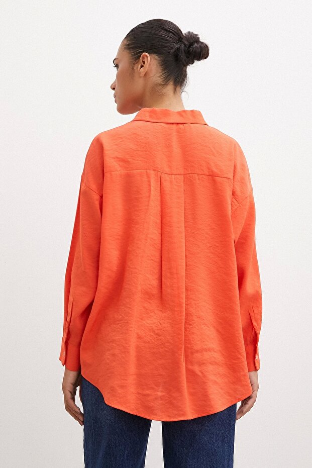 Basic Modal Gömlek Oranj - 4