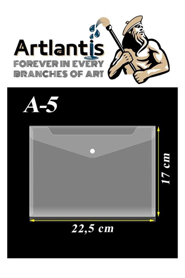 A5 Çıtçıtlı Dosya Şeffaf 5 Adet A-5 Çıtçıtlı Zarf Dosya Transparan 17x22.5 cm Küçük Boy Çıtçıtlı Dos - 5