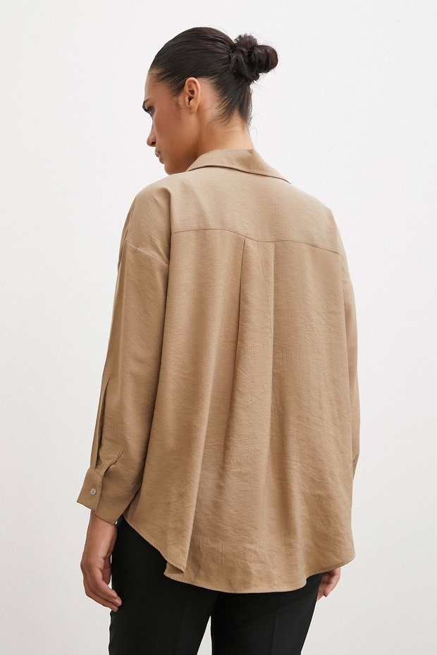 Πουκάμισο Basic Modal Fabric Camel - 3