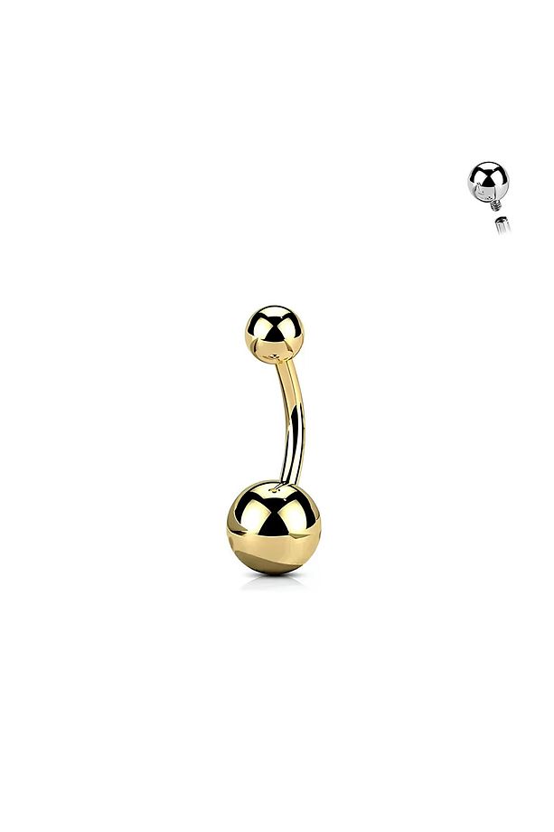 F136 Titanyum Göbek Piercing - Titanyum Piercing - Taşsız Göbek Piercingi - 1