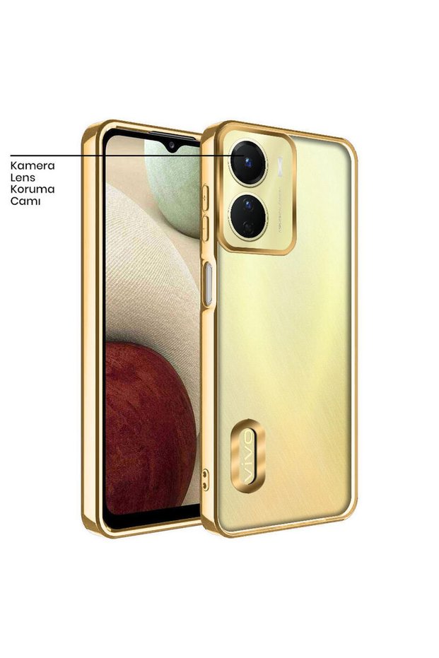 Vivo Y16 Compatible Case Soft Silicone Case with Colorful Edge Gold