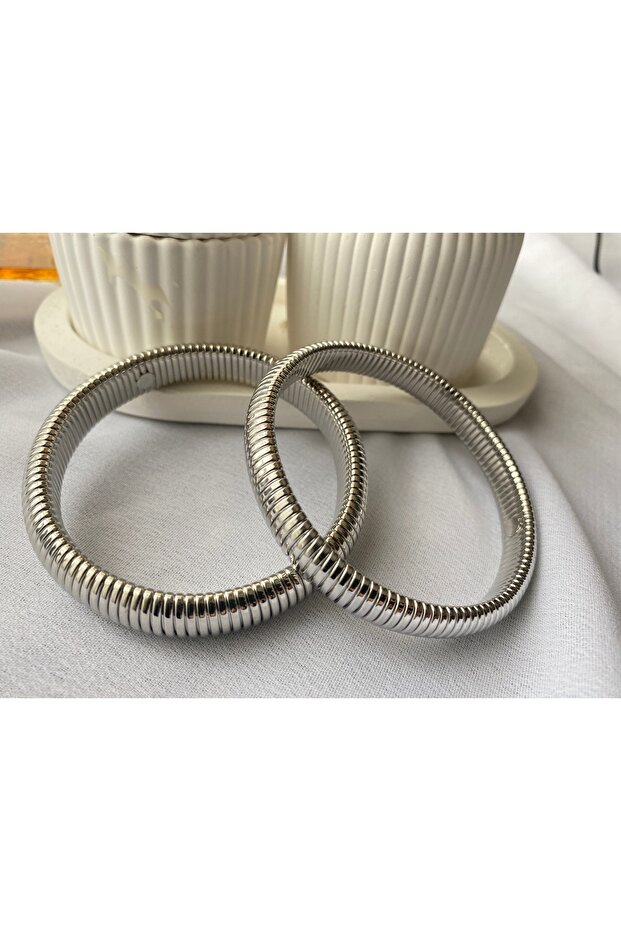 Çelik Lastikli Silver Bileklik - 1