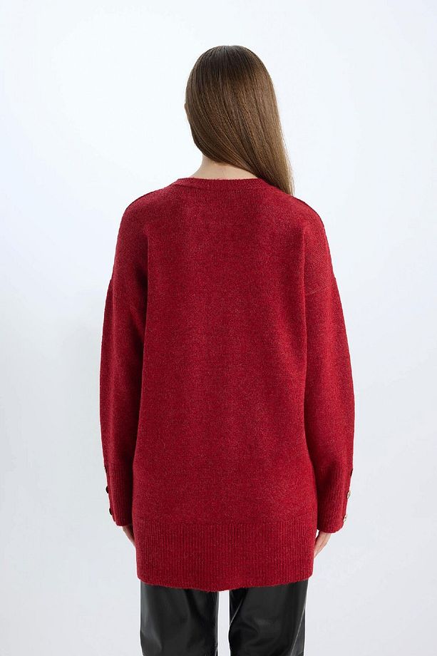 Regular Fit Bisiklet Yaka Basic Düz Kazak Tunik D2444ax24wn - 8