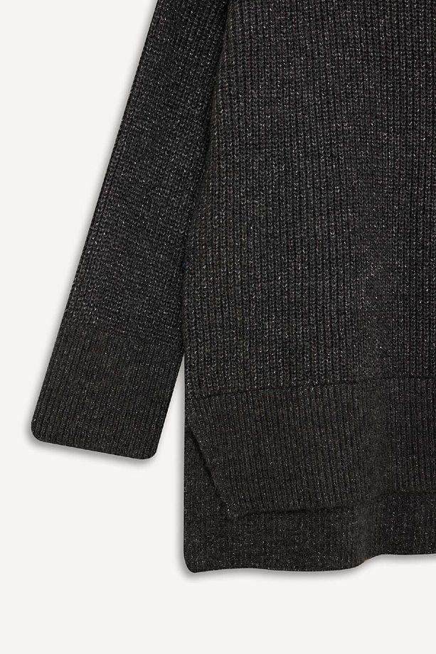 Regular Fit Balıkçı Yaka Basic Düz Triko Kazak Tunik B6376ax24wn - 8
