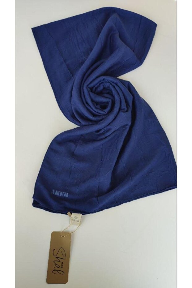 Lacivert Bambu Kraş Şal - 1
