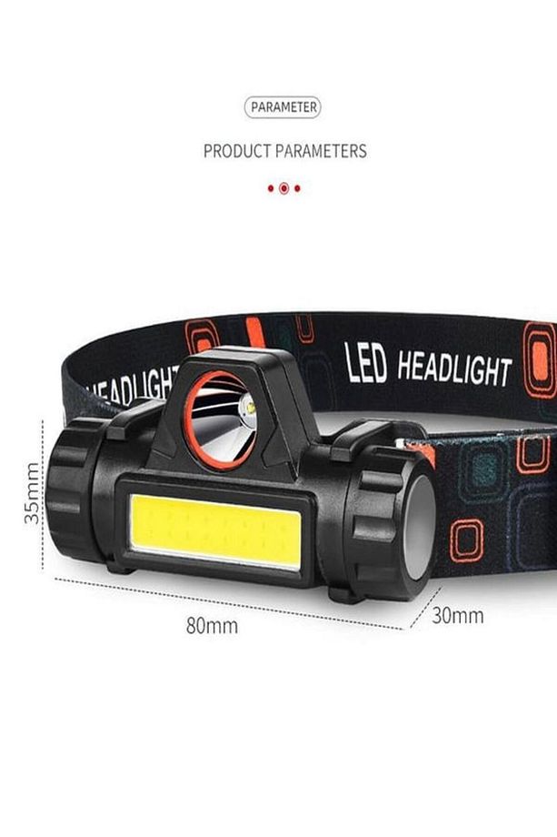 Kafa Feneri Şarjlı Mıknatıslı Lityum Lion Pilli 1200 Lümen Cob Led Kafa Lambası Çalışma Lambası - 4