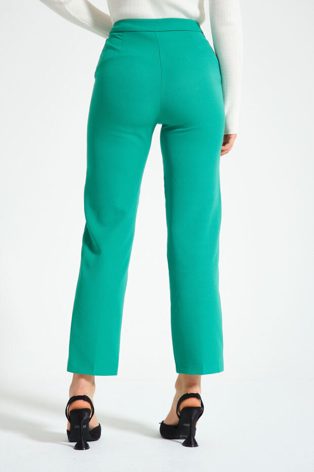 Double Basic Yeşil Pantolon - 7