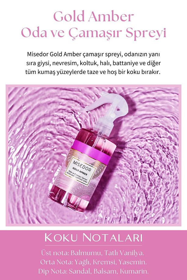 2 Li Set Gold Amber Ve Saray Çiçeği Oda Kokusu Ve Çamaşır Spreyi 330 ml - 5