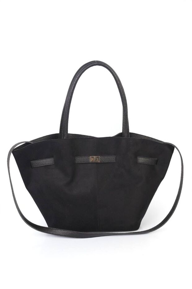 Black Suede Lio Model - Hand and Women's Shoulder Bag