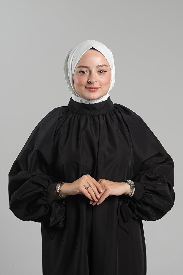 Practical Ready Cream Hijab Scarf - Pleated Hijab with Back Snap Fastener 2406_40