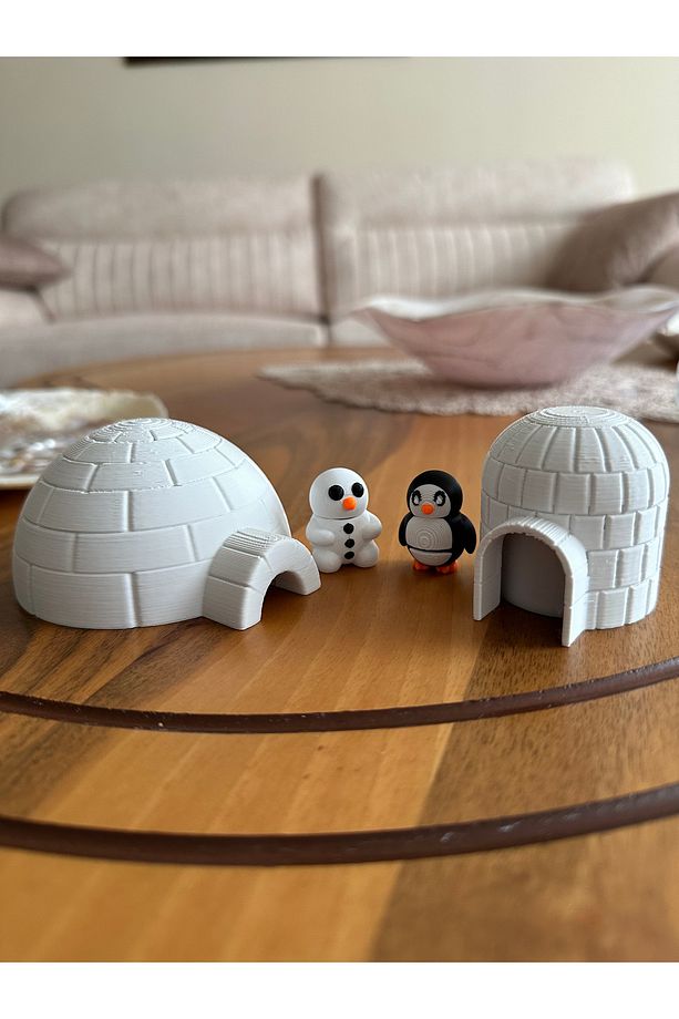 2'li İglo Seti - Kardan Adam, Penguen ve Tealight Led Mum Hediye - 3