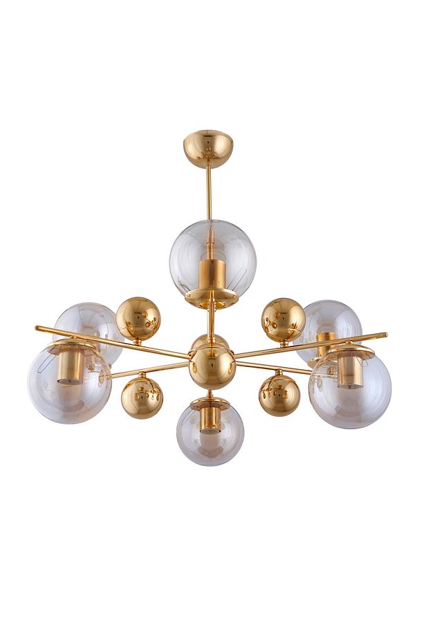 Salkım 6 Lı Gold (Sarı) Şeffaf Camlı Sarkıt Avize - 1