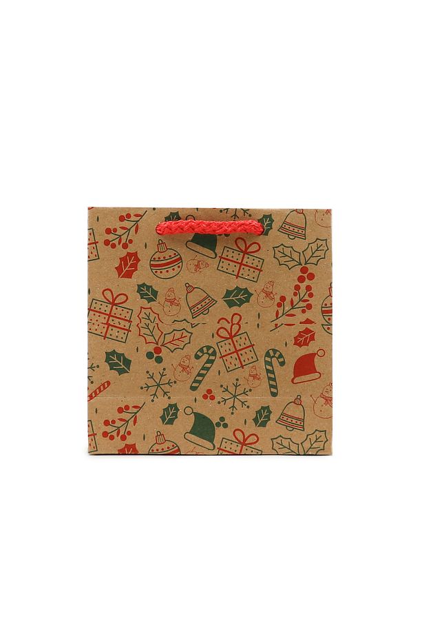 11X11 Mini Boy Yılbaşı Temalı Karton Çanta 2  Adet - 3