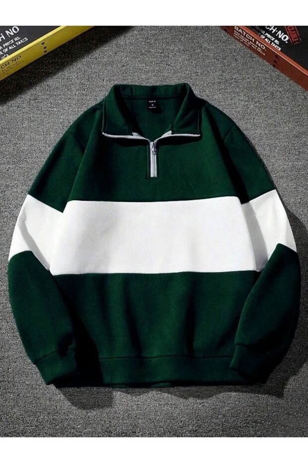 3 Thread Half Zipper Double Color Cotton Sweatshirt