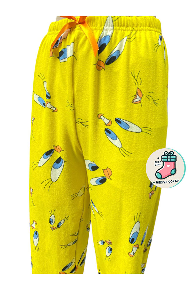 Lüx Unisex Mikro Süet Cepsiz Pijama Altı Tek Alt S7 - Çorap Hediyeli. - 1