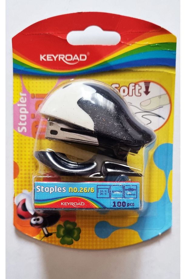 Tel Zımba Makinesi ve Teli Keyroad Mini Stapler Tel No:26/6 Tel Zımba Seti 6x6cm - Siyah - Beyaz - 1
