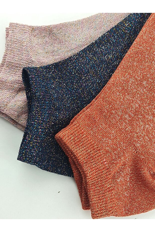 3'lü  simli patik çorap - 3