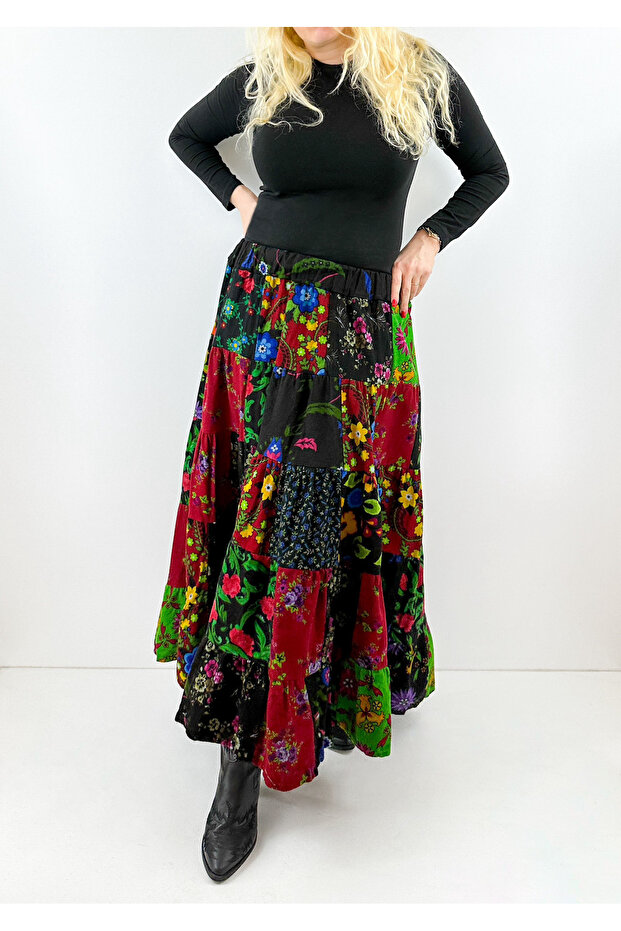 Özel tasarım patchwork maxi etek - 3