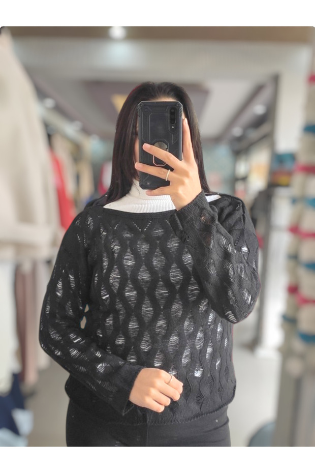 Women's Openwork Slit Slim Sweater