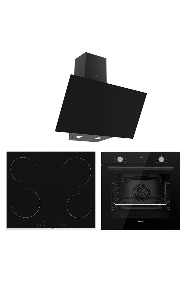 Flowart Smart Plus Siyah Vitroseramik Elektrikli 3'lü Ankastre Set ( QMS63CS-MS261-D077 ) - 1