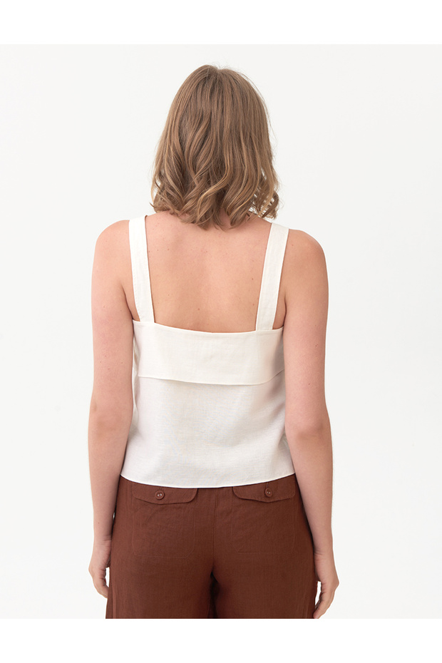 Askılı Keten Bluz - 4