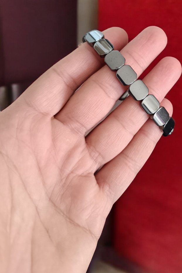 Laser Cut Hematite Bracelet - Natural Stone, Anti-Tarnish Color, Anti-Throw