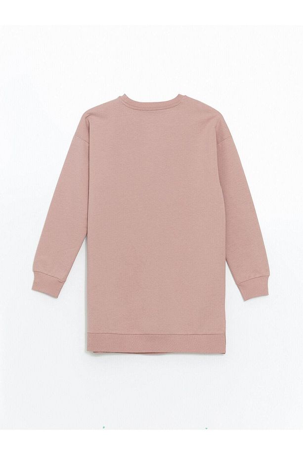 LCWAIKIKI Basic Bisiklet Yaka Pul İşlemeli Oversize Kadın Sweatshirt Tunik - 3