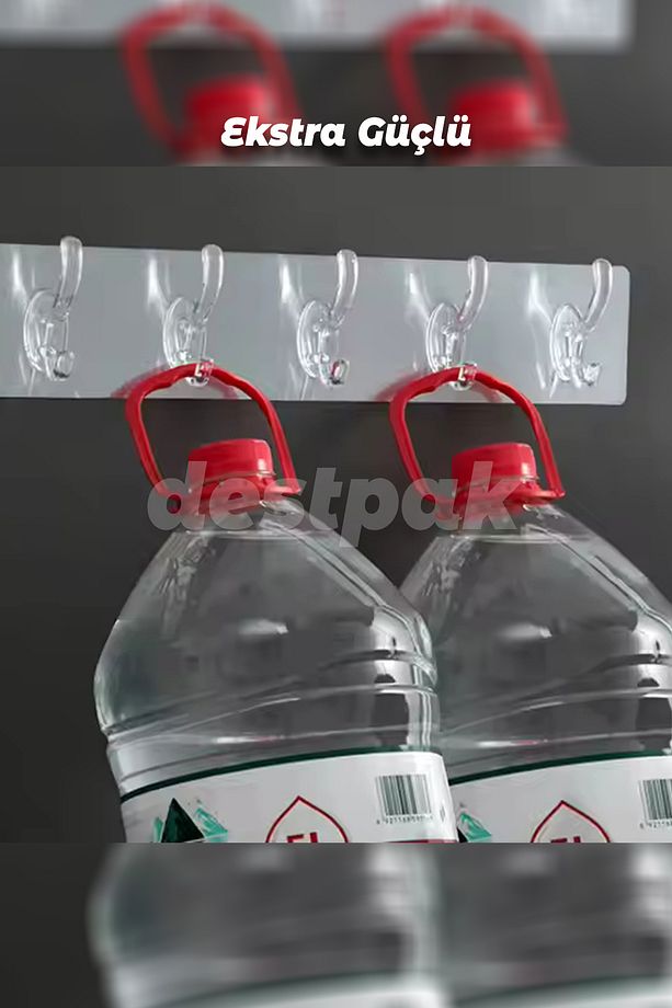 6'lı Şeffaf Duvar Askısı - Kendinden Yapışkanlı - Ekstra Güçlü - Iz Bırakmayan Yapışkan - 4