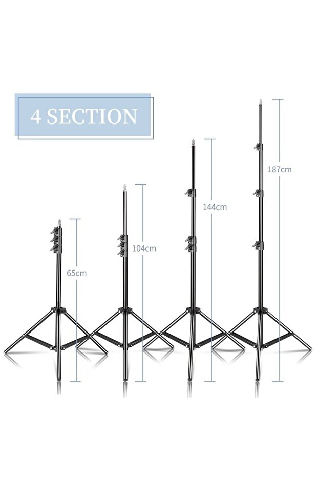 Bluetooth Kumandalı Tripod 2.1 Mt 360 Döner Başlıklı Telefon Tutucu Ring Light Stüdyo Lamba Ayağı - 4