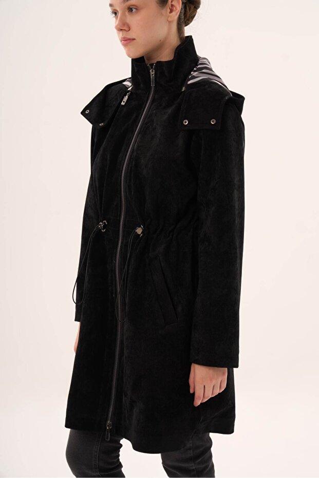 astarı zebra desenli palto - 2