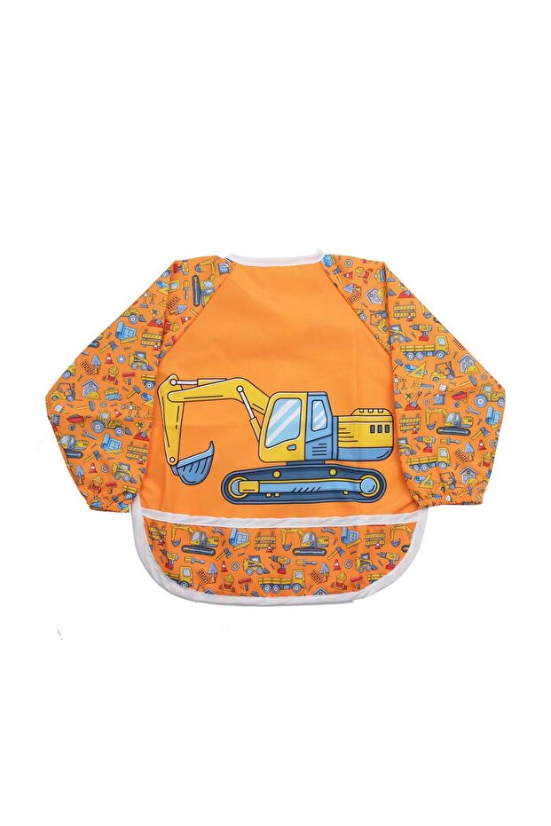 Patterned Character Printed Sleeves Wearable Baby Food Bib