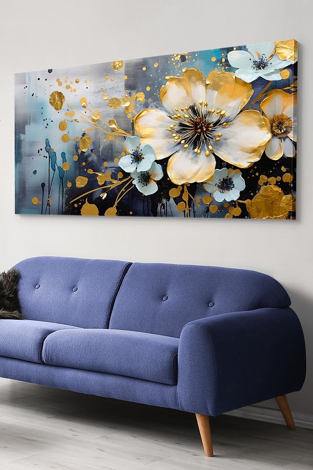 Renkli çiçekler Tek Parça Kanvas - Canvas Tablo - 1