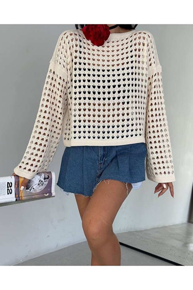 İspanyol Kol Delikli Triko Kazak - 2