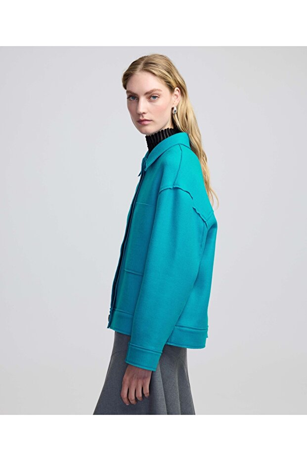 Geniş cepli gömlek ceket - 5