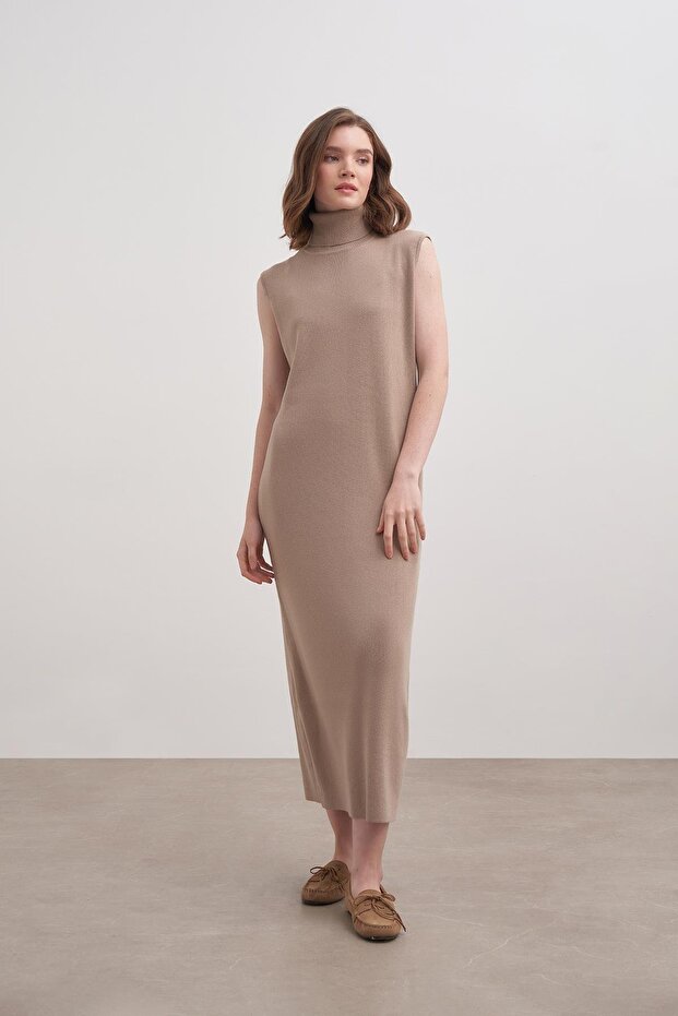 Kolsuz Elbise Bej - 1