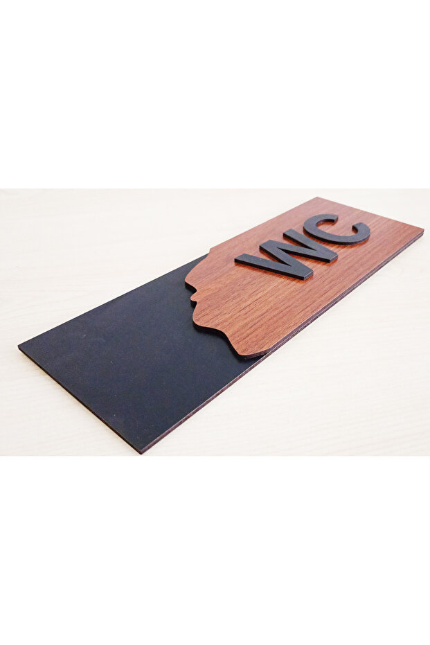 Wc Tuvalet Kapı Duvar Tabelası Ahşap Uyarı İşareti Yapışkanlı 25 x 11 cm - 3