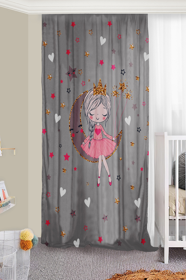Princess Heart Double Winged Children's Room Background Curtain