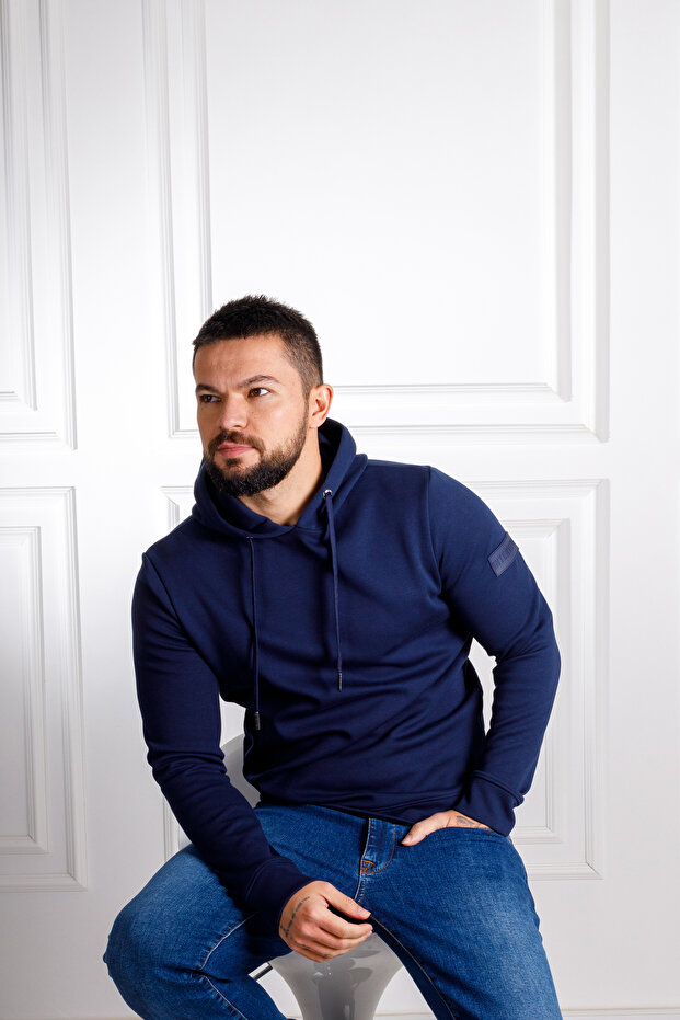 İnterview Sarar Kapüşonlu Lacivert Sweatshirt - 7