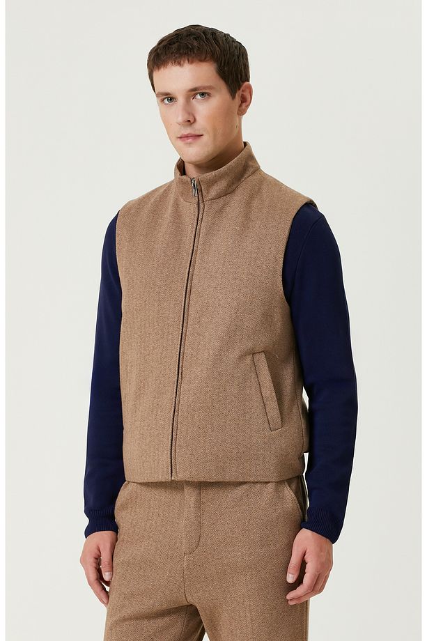 Camel Kaşmir Karışımlı Causal Yelek - 4