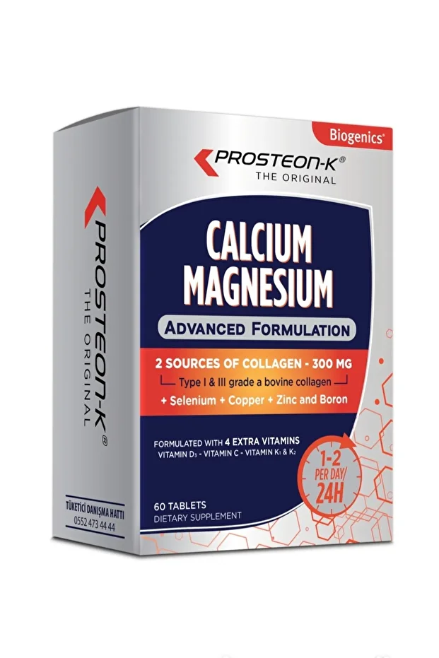 Prosteon-k Pure Calcium, Microencapsulated Magnesium, Collagen, D3, K1/2 Advanced Formula 60 Tablets - 1