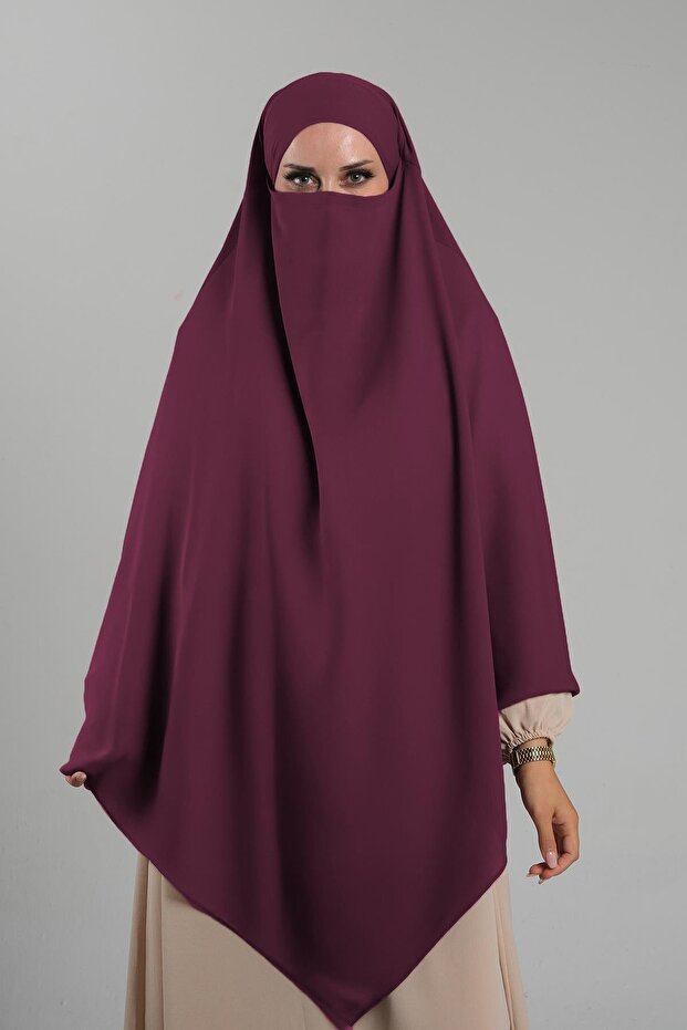 Red Practical Ready-To-Wear Hijab Scarf with Crepe Laces, Double Layered Soufflé Hijab 2314_31