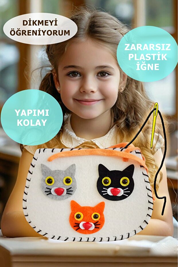 Felt Stitching Set, Cat Felt Bag, DIY Children's Bag