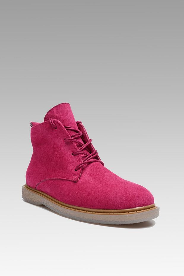 Dámské fuchsiové šněrovací 2cm semišové boty Hupu (BYNDHPB01) - 5