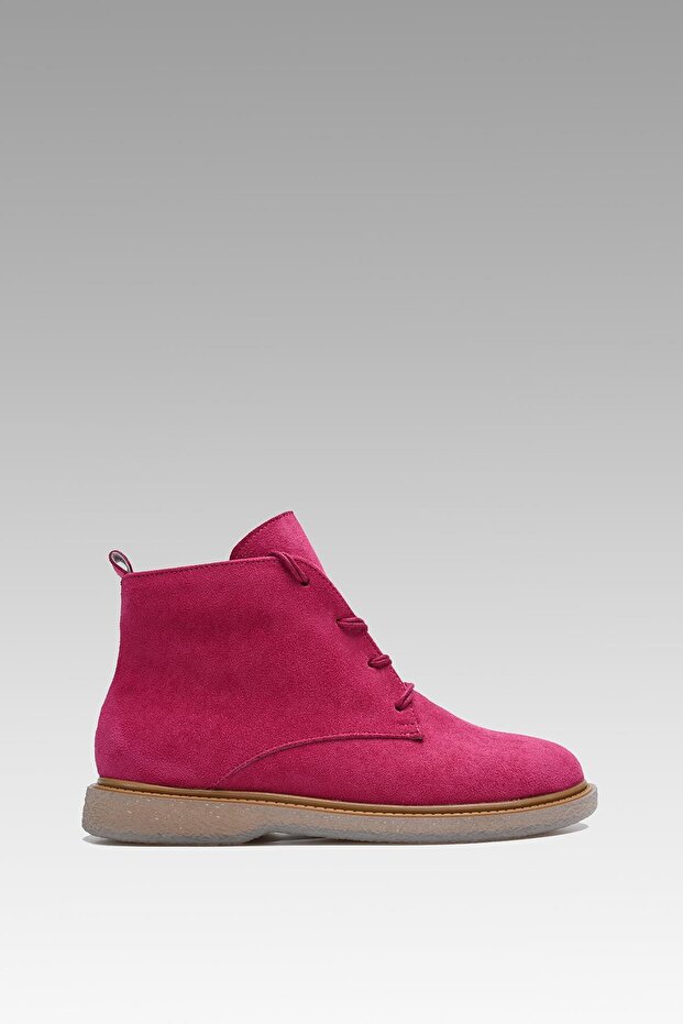 Dámské fuchsiové šněrovací 2cm semišové boty Hupu (BYNDHPB01) - 6