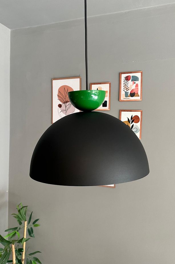 Yimpi Siyah Avize Yeşil Şapka Tekli Sarkıt Salon Kuaför Cafe Dekoratif Aydınlatma Pastane - 6